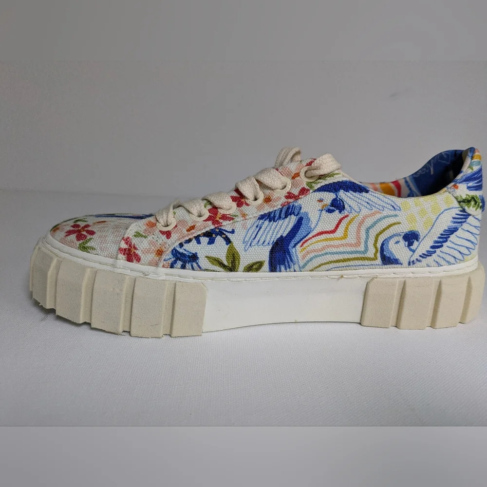 Farm Rio NEW Copacabana Flatform Sneakers size US 7 Women Floral Cotton Platform - Picture 2 of 11
